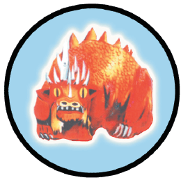 A cartoon of a red monster Description automatically generated