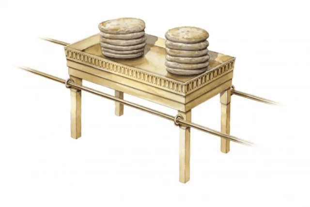 A drawing of a table with several round objects on top Description automatically generated