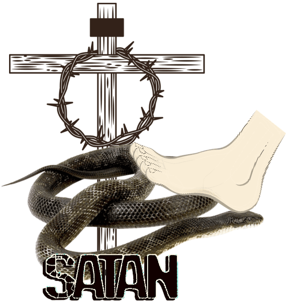 A snake around a cross Description automatically generated